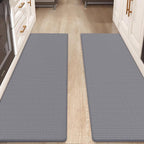 Color&Geometry Anti Fatigue Cushion Padded Kitchen Mat for Floor - 17x59+17x59,Easy Clean, Waterproof & Oil Proof, Anti Slip, Foam Rubber Runner Rug for Front Sink Comfort Standing, Grey Set of 2