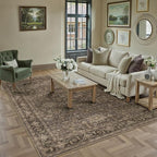 6x9 Washable Area Rug for Living Room Bedroom Vintage Brown Carpet Soft Low Pile Traditional Retro Non Slip Throw Rug for Dining Room Entryway Indoor Dorm Kitchen