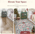 Lahome 5x7 Christmas Rug for Living Room, Boho Soft Rugs for Bedroom Decor Aesthetic, Washable Holly Berries Area Rug for Dining Room Fireplace Apartment Rustic Decor
