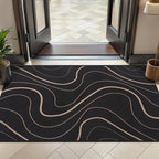 Tangsoo Easy Jute 2x4 Small Throw Rug for Entry,Washable Thin Indoor Outdoor Mat,Black Lines Non-Slip Floor Small Modern Carpet for Entryway Kitchen Hallway Bedroom Front Porch