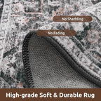 AMOAMI-Area Rug 5X7 Rugs for Living Room-Vintage Soft Black Rugs for Bedroom-Non Slip Carpet-Machine Washable Rug for Dining Room Living Room Bedroom Office Under Table Dark Grey & Black