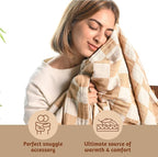 Folkulture Throw Blanket for Couch 50" x 60" |100% Recycled Cotton Couch Chritmas Throw Blanket for Chair, Boho Throws Blankets for Bed,Sofa, Lightweight| Guest Room Must Haves Blanket | Biscuit