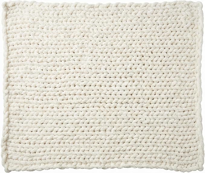 Amélie Home Chunky Knit Throw Blanket for Couch, Soft Chenille Crochet Blanket for Sofa, 60"x80", Ivory