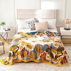 MSGKV Boho Throw Blanket 60''x80'',100% Cotton Blanket for Couch Bed, Spring Breathable Quilt Farmhouse Home Decor Soft Lightweight Picnic Blankets