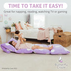 Butterfly Craze Floor Pillow Case, Mattress Bed Lounger Cover, Polka Purple, Queen Size - Cozy Seating Solution for Kids & Adults, Recliner Cushion, for Reading, TV Time (Pillow Not Included)