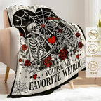 Valentine’s Day Decorative Throw Blanket Gifts for Him Her, Gothic Skeleton Couple Decoration Halloween Wedding Gift for Wife, Husband,Romantic Decor, Gift for Boyfriend Girlfriend,50x60 Inch