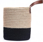 Wall Hanging Storage Baskets - Small Cotton Rope Woven Closet Storage Bins-Shelf Basket Organizer for Plants, Towels,Toys - 6.3" x 7" (Jute & Black)