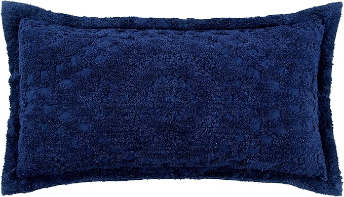 Better Trends Rio Collection is Super Soft and Light Weight in Floral Design 100% Cotton Tufted Unique Luxurious Machine Washable Tumble Dry, King Sham, Navy