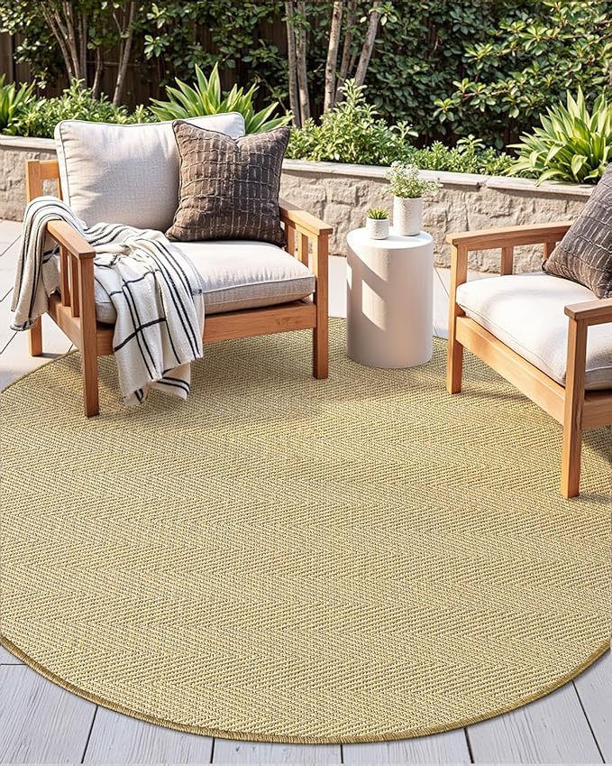 DEXI Round Sisal Rug Natural Fiber 6x6, Braided Woven Area Rugs No Shed, Large Soft Neutral Rustic Carpet Mat for Indoor Outdoor Patio Dining Living Room Bedroom Farmhouse, 6ft, Natural