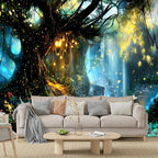 Apdidl Forest Nature Tapestry for Bedroom, Tree of Life Fantasy Backdrop Wall Mural Tapestries, Fairy Tales Magical Waterfall Landscape Large Tree Butterfly Wall Hanging for Living Room Decor 51"X60"