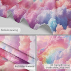 LB Pink Cloud Tapestry Pastel Cloud with Rainbow Sky on Colorful Background Tapestry Wall Hanging Aesthetic Nature Wall Decor for Bedroom Living Room Dorm 92.5Wx70.9L Inches