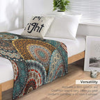 Bohemian Throw Blanket Colorful Vintage Floral Mandala Flower Aztec Boho Blanket for Sofa Bed Couch Chair Or Dorm 60"x80"