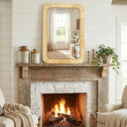 Handmade Rattan Mirror for Bathroom Vanity – Rectangular Wicker Frame Boho Wall Decor - Natural Nursery Decor Accent (24" x 36")