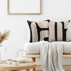 Oudain 2 Pcs Black and White Tufted Pillow Covers Boho Chunky Geometric Decorative Throw Pillow Case 18 x 18 Inches Abstract Pillowcases for Bed Couch(White, Black, Classic Style)