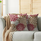 Brown Red Pillow Covers 24X24 Inch Set of 2, Dahlia Flower Spring Summer Floral Cream Decorative Throw Pillow Covers Outdoor Modern Farmhouse Cushion Case for Home Couch Sofa Bed Decor