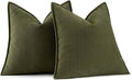 MIULEE Pack of 2 Olive Green Decorative Pillow Covers 24x24 Inch Soft Chenille Luxurious Couch Throw Pillows Boho Cushion Covers Euro Shams with Elegant Design for Sofa Bed Living Room Home Decor