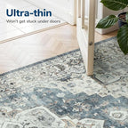 Lessymo Large Area Rugs 9x12 for Living Room, Soft Washable Rug for Bedroom Dining Room Nursery Room Farmhouse, Boho Non Slip Low Plie Carpet Vintage Floral Design, Blue Grey/Beige