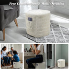 Hexagon Pouf Ottoman Stuffed with 2 Pockets & Handle, Comfort Corduroy Poufs, Non-Slip Foot Stool Storage Ottoman, Foam Floor Poufs Foot Rest for Couch, Bedroom (Beige)