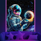 Apdidl Astronaut Space Decor Tapestry for Bedroom, Cool Posters Galaxy Planet Wall Hanging, Fantasy Outer Space Wall Tapestries Men, Funny Art Poster Aesthetic for Boys Guys Gamer Living Room 60" X 79"