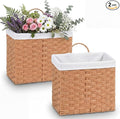 Novabright Set of 2 Wicker Hanging Basket Woven Wall Baskets with Handles Liners for Front Door Organizing Mail Flowers Wall Storage Basket for Farmhouse Home Decor Kitchen Bathroom Toilet Tank Top