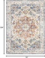 Area Rug 6×9, Large Vintage Boho Rug,Ultra-Soft Low Pile, Washable, Non Slip,Stain Resistant, Printed Carpet for Living Room Bedrooms Playroom Office Kitchen, Blue/Red