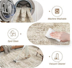 Washable Area Rug 8x10, Large Soft Rugs for Living Room Vintage Area Rugs for Bedroom Dining Room Non-Slip Stain Resistant Brown Under Table Rug