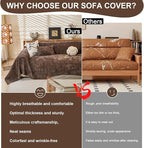 ROOMLIFE Couch Cover with Tassel Brown Chenille Sofa Cover Blanket for Sectional Sofa, Soft Sofa Slipcovers for L Shaped Love Seat 2-3 Cushion Couch Anti Slip Sofa Protector, 71"x118"