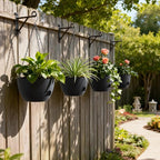 4 Pack 8 Inch Self Watering Hanging Planters for Indoor Outdoor Plants，Hanging Pots for Plants with Drainage Removable Tray, Hanging Baskets Flower Pots for Ivy Pothos Spider Garden Porch Black