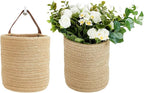 Wall Hanging Storage Baskets - Small Cotton Rope Woven Closet Storage Bins-Shelf Basket Organizer for Plants, Towels - 6.3" x 7" (Jute-Brown)