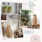 Chunful 2 Pcs Water Hyacinth Hanging Wicker Basket, Natural Wicker Decorative Baskets, Handmade Woven Storage Organizer for House Garden Wedding Wall Decorations, Large Size