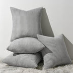 Topfinel Decorative Light Grey Throw Pillow Covers Cushion Cases, Set of 4 Soft Velvet Modern Double-Sided Designs, Mix and Match for Home Decor, Pillow Inserts Not Included (18x18 inch)