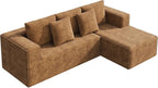 WLIVE 108'' Cloud Sectional Couches for Living Room, Modular Boneless Couch with Left Facing Chaise, L Shape Memory Foam Corduroy, with Cushion, Brown