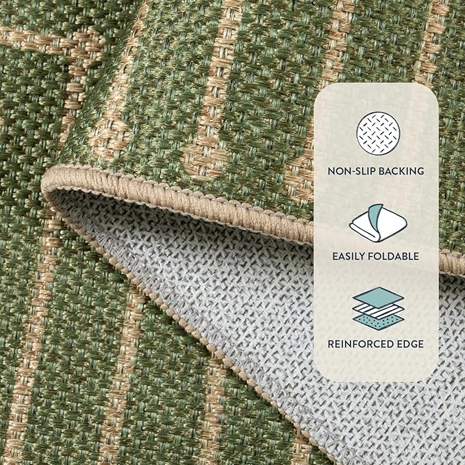 Lahome Neutral Geometric Green Easy Jute Rug, 3x5 Washable Entryway Front Porch Rug, Farmhouse Rhombus Non Slip Non Shedding Indoor Outdoor Carpet for Kitchen Balcony Laundry