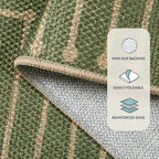 Lahome Neutral Geometric Green Easy Jute Rug, 3x5 Washable Entryway Front Porch Rug, Farmhouse Rhombus Non Slip Non Shedding Indoor Outdoor Carpet for Kitchen Balcony Laundry