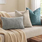 decorUhome Summer Teal Chenille Euro Sham Throw Pillow Covers 26x26 Set of 2 Textured Soft Cozy Slubby Couch Pillow Covers Modern Farmhouse Boho Decorative Pillow Cases for Bed Sofa Living Room