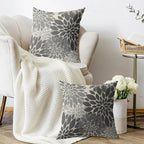 Grey Gray Pillow Covers 16X16 Inch Set of 2, Dahlia Flower Spring Summer Floral Cream Decorative Throw Pillow Covers Outdoor Modern Farmhouse Cushion Case for Home Couch Sofa Bed Decor