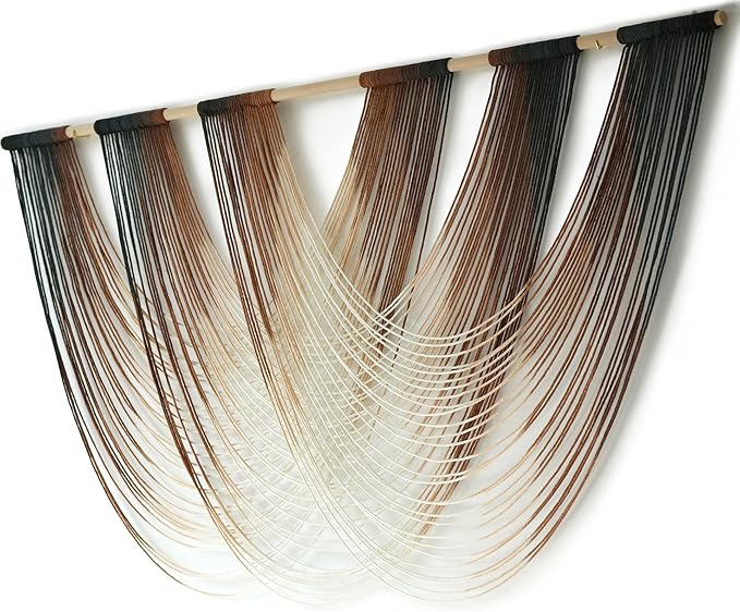 Macrame Wall Hanging Brown Dip Dyed Large Fiber Yarn Wall Art Boho Wall Decor Boho Bedroom Living Room Wall Decor,59" W x 33" L