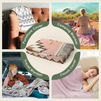 Snycler Boho Throw Blanket for Bed 50 * 60inch Woven Blanket Cotton Polyester Farmhouse Decor for Indoor Outdoor Sofa Bedroom Garden，All Season(Pink)