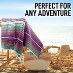 Hydration Nation Authentic Extra Large Mexican Blanket (70"x50") - Handwoven Yoga, Serape- Artisanal Falsa, Beach, Camping, Picnic, Outdoor - Dawn