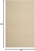 SAFAVIEH Area Rug 6x9 - Natural Fiber Collection - Natural & Beige, Seagrass, Basketweave Pattern with Border (NF114A)