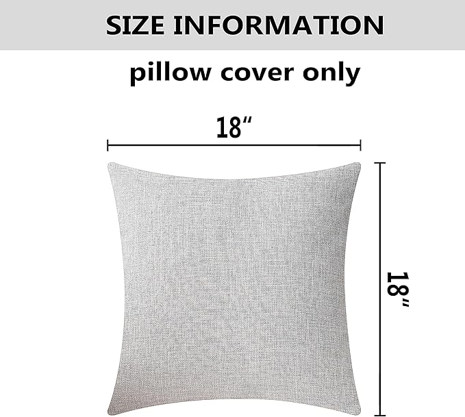 Home Brilliant Decorative Pillow Covers 18x18 Lined Linen Square Throw Cushion Cover for Bed Kids Chair, 45x45 cm, Light Grey