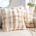 MIULEE Faux Fur Pillow Covers Thick Soft Plush Throw Pillows Luxury Spring Home Decor for Couch Bed Bedroom Living Room Sofa,20x20 Inch Pack of 2 White-Beige