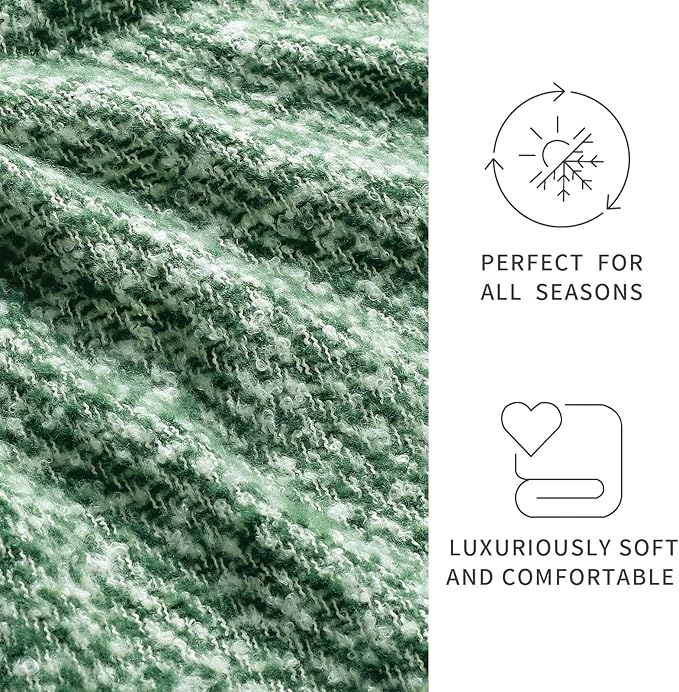 BOURINA Throw Blanket Soft Lightweight Cozy Throw for Bed Couch Decorative Blanket, Green 50" x 60"