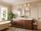 Farmhouse Arched Wall Mirror, 24" x 36" Arched Boho Mirror with Beaded, Arch Rustic Wooden Frame Decorative Wall Mirrors for Bathroom, Vanity, Living Room, Entryway