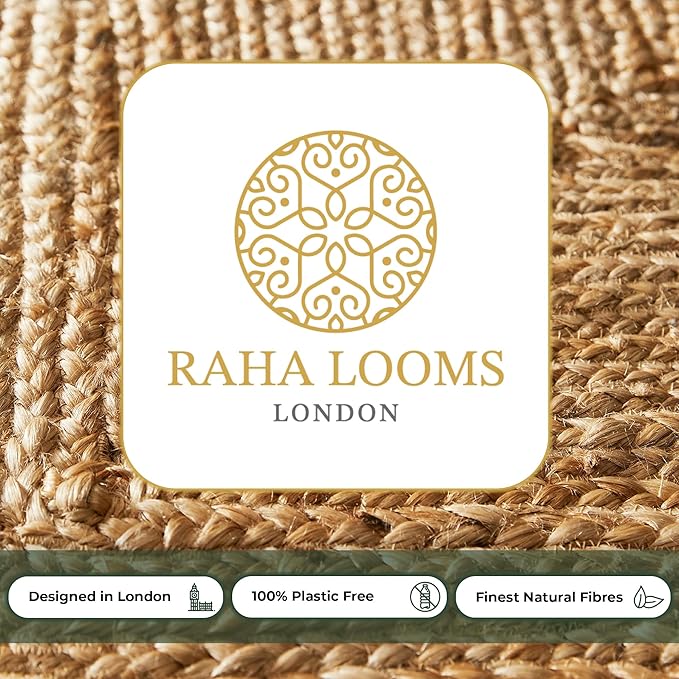 Premium Round Jute Rug 4ft - Handwoven 4 Foot Braided Ratan Rug for Living Room, Kitchen, Entryway & Bedroom | Natural Boho Decor