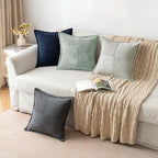 MIULEE Spring Decorative Throw Pillow Covers for Couch Bed Livingroom 20x20 Inch Set of 2 Greyish Green Boho Accent Throw Pllows Broadside Striped Patchwork Soft Corduroy Summer Pillowcases