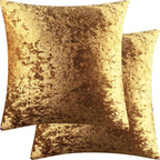 2 Pack 22x22 Pillow Cover Velvet Pillow Covers, Square Throw Pillow Covers for Living Room Decorations Throw Pillow Case, Throw Pillow Cover Cushion Cover for Home Sofa Bedroom Car, Dark Gold