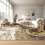GarveeHome Large Area Rugs 10x13 Modern Abstract Rug with Marble Swirl Pattern, Neutral Abstract Rugs for Farmhouse, Stain-Resistant Low Pile Floor Cover for Bedroom Living Room Office, Brown