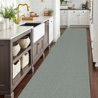 EARTHALL Extra Long Runner Rug 3x14 Ft Washable Runners for Hallways Cotton Non Slip Entryway Runner Braided Kitchen Runner Indoor Outdoor Carpet Runners for Stair, Hall, Foyers, Green/Grey