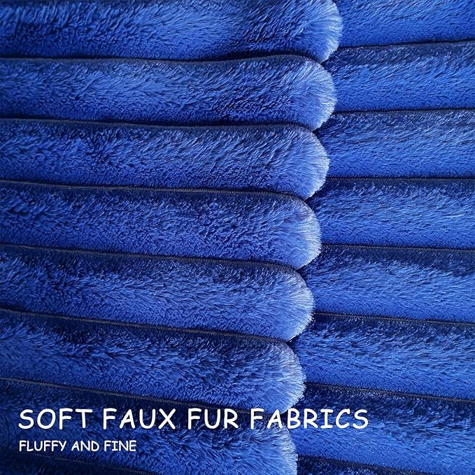 2 Pack 16x16 Pillow Cover Velvet Pillow Covers, Faux Fur Square Throw Pillow Covers for Living Room Decorations Throw Pillow Case, Throw Pillow Cover Cushion Cover for Home Sofa Bedroom Car, Navy Blue